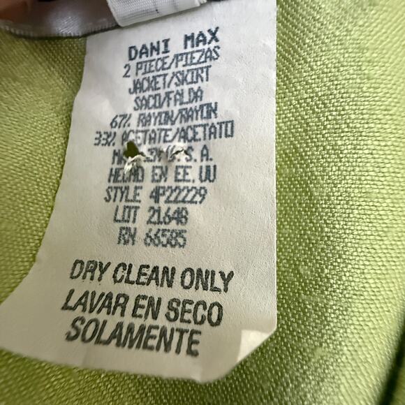 Lois Snyder Dani Max Lime Green 2 Piece Skirt Suit Set Blazer Jacket Size 12 - Picture 4 of 5